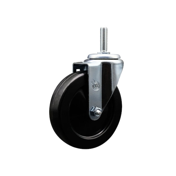 5 Inch Soft Rubber Wheel Swivel 58 Inch Threaded Stem Caster Service Caster